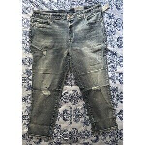 New Maurices Slim Straight Vintage High Rise Light Destructed Jegging Jeans Plus